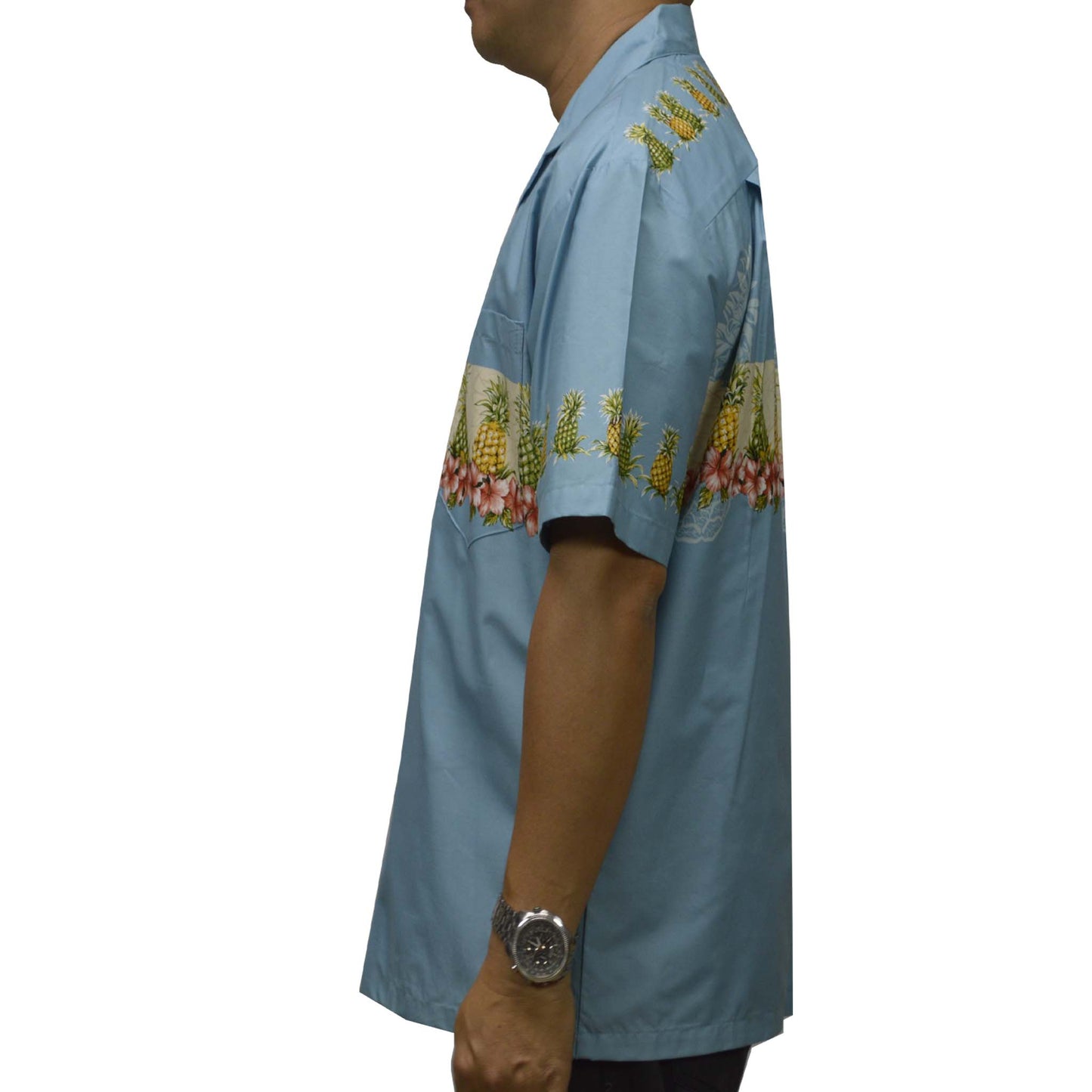 Cotton Hawaiian Shirt Pineapple-Blue