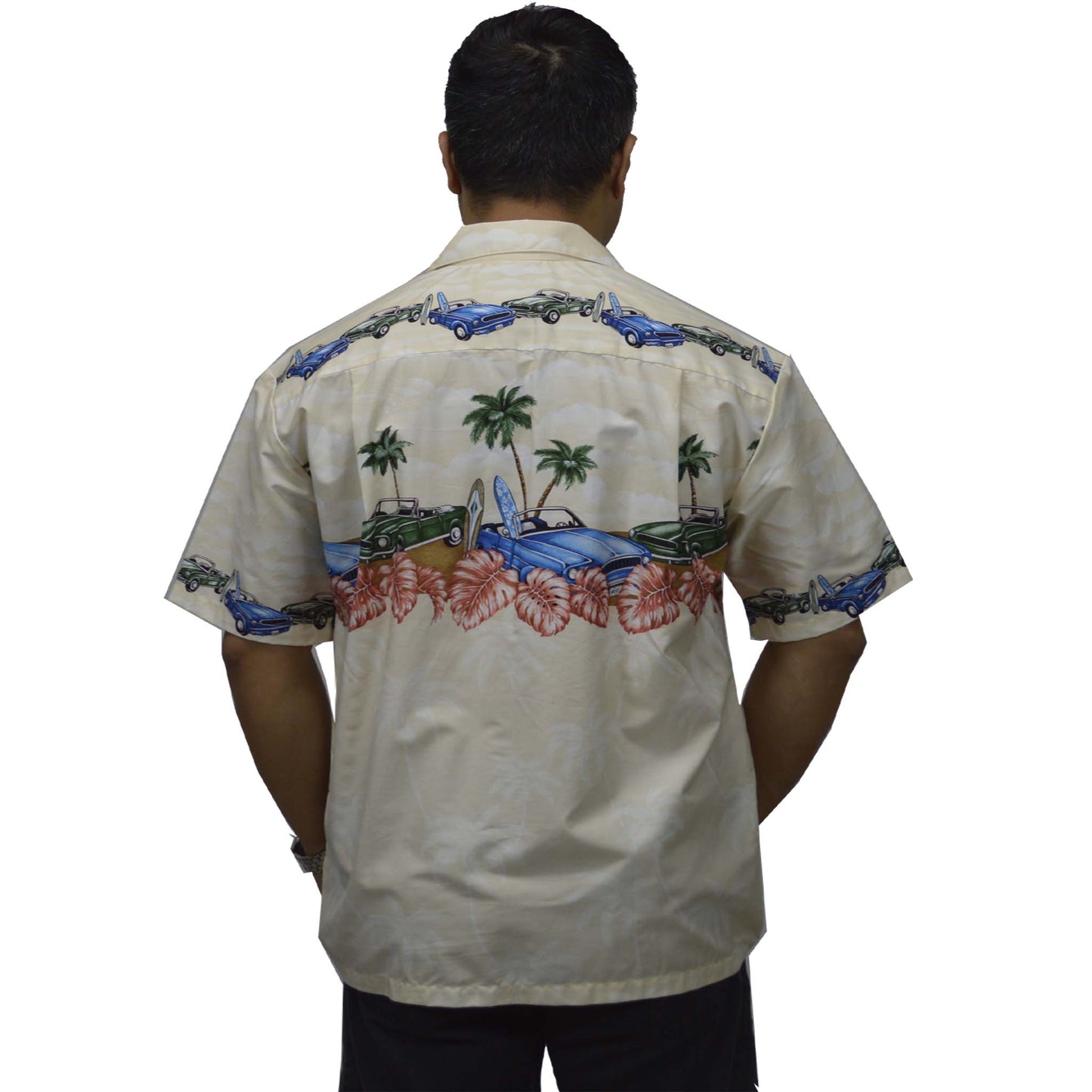 Ky's Cotton Hawaiian Shirt Muscle Car - Cream