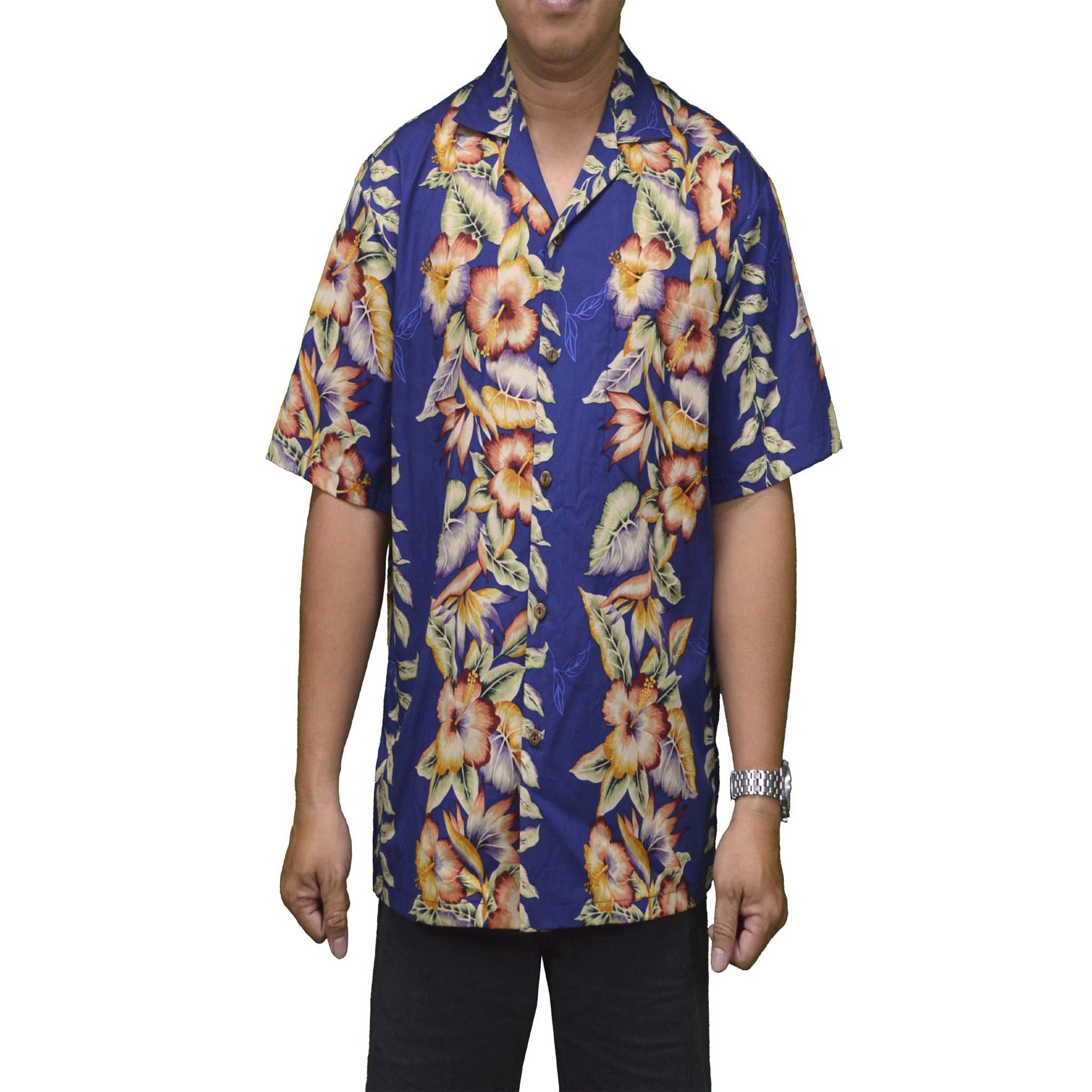 made in Hawaii aloha hawaiian shirt with vintage anthurium theme
