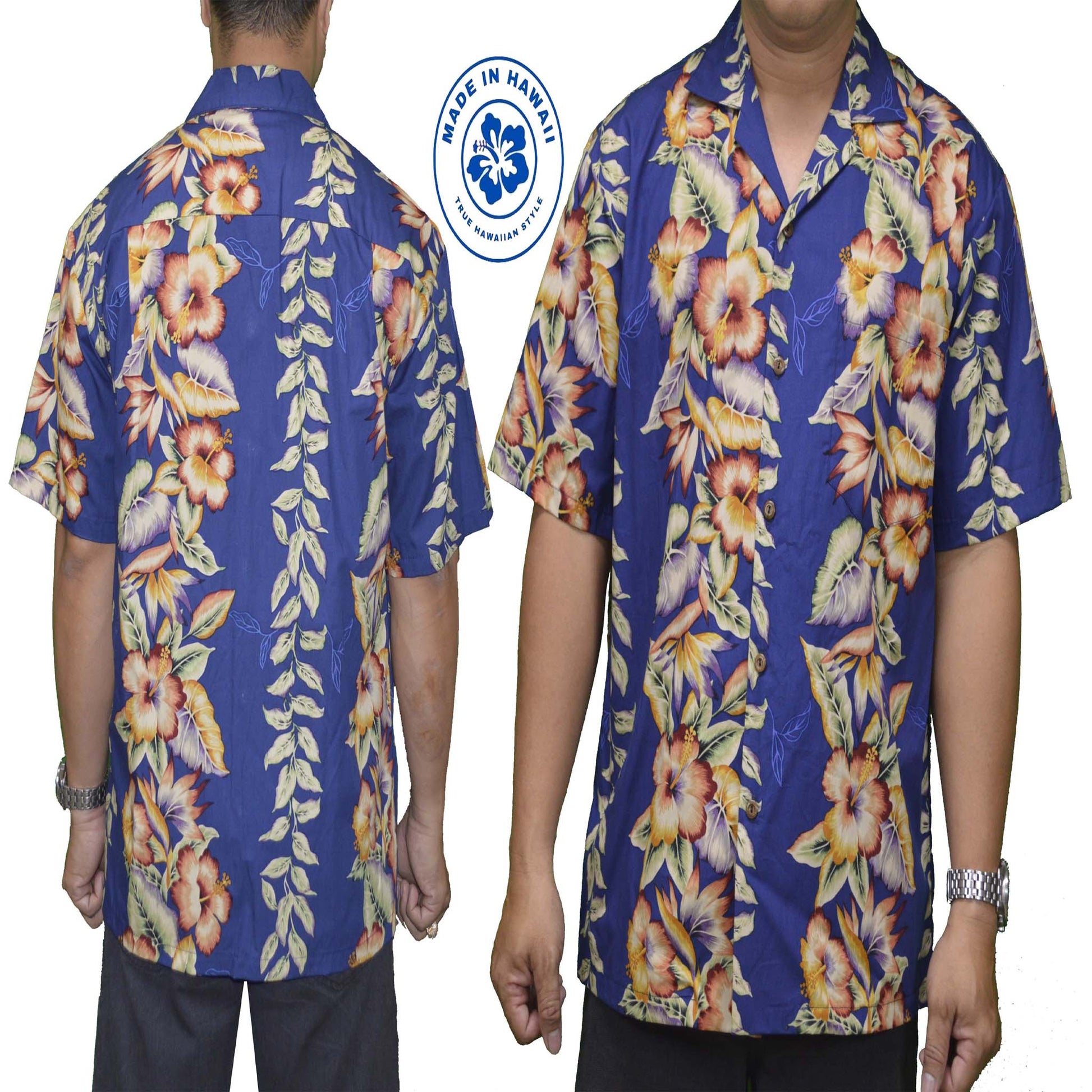 made in Hawaii aloha Hawaiian shirt with vintage anthurium theme