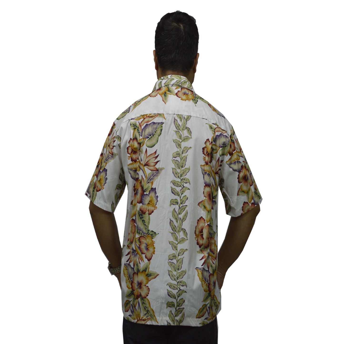 Cotton Hawaiian Shirt Vintage Anthurium -White