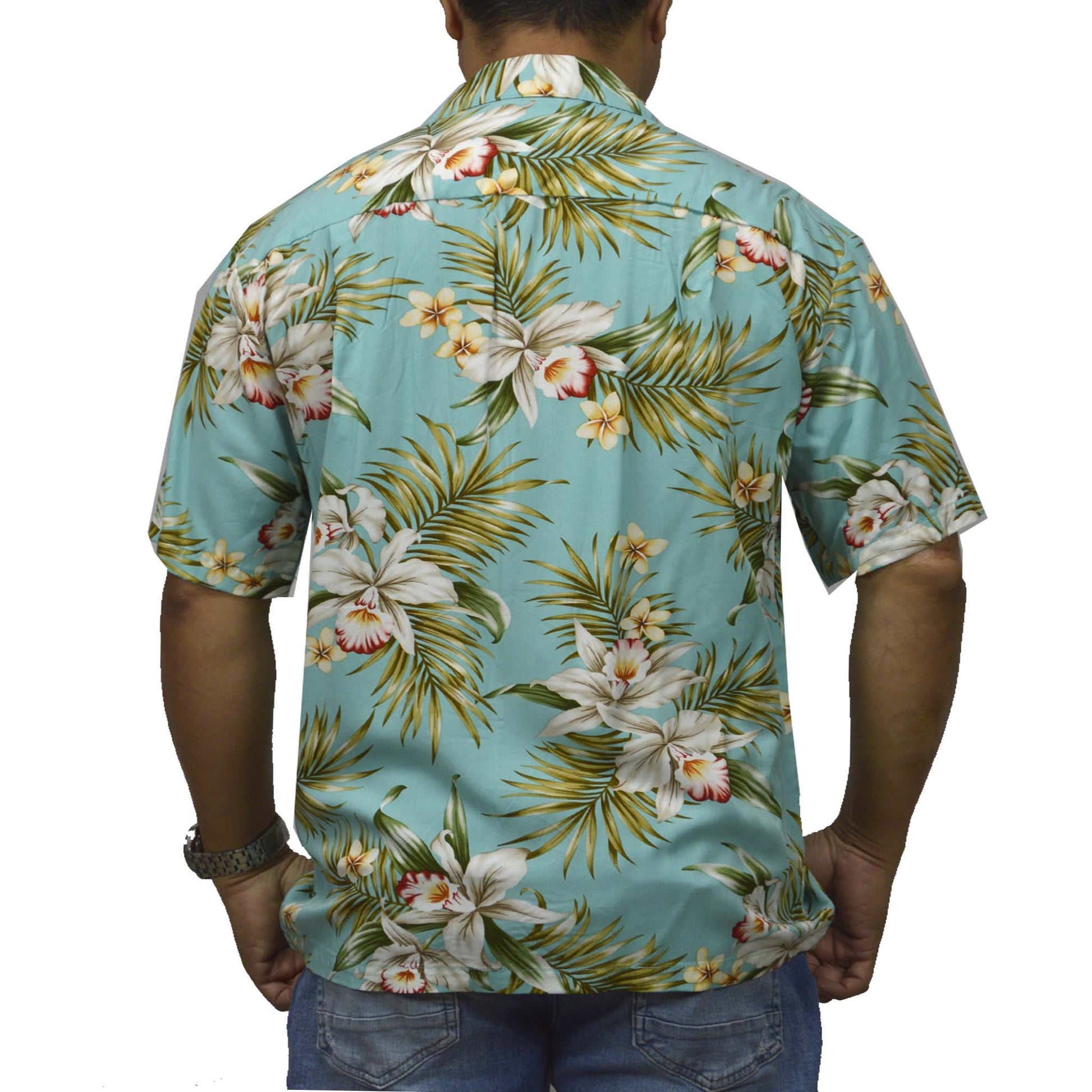 Locally made Hawaii: Rayon Hawaiian Shirt Maui Orchid -Green