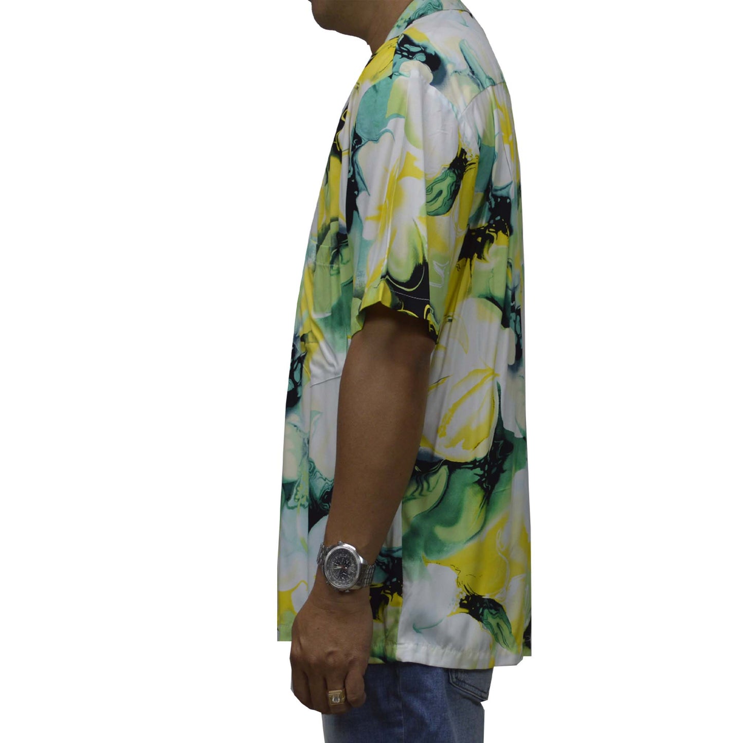 Locally made in Hawaii: Rayon Hawaiian Shirt Honolulu Hibiscus Art-Yellow