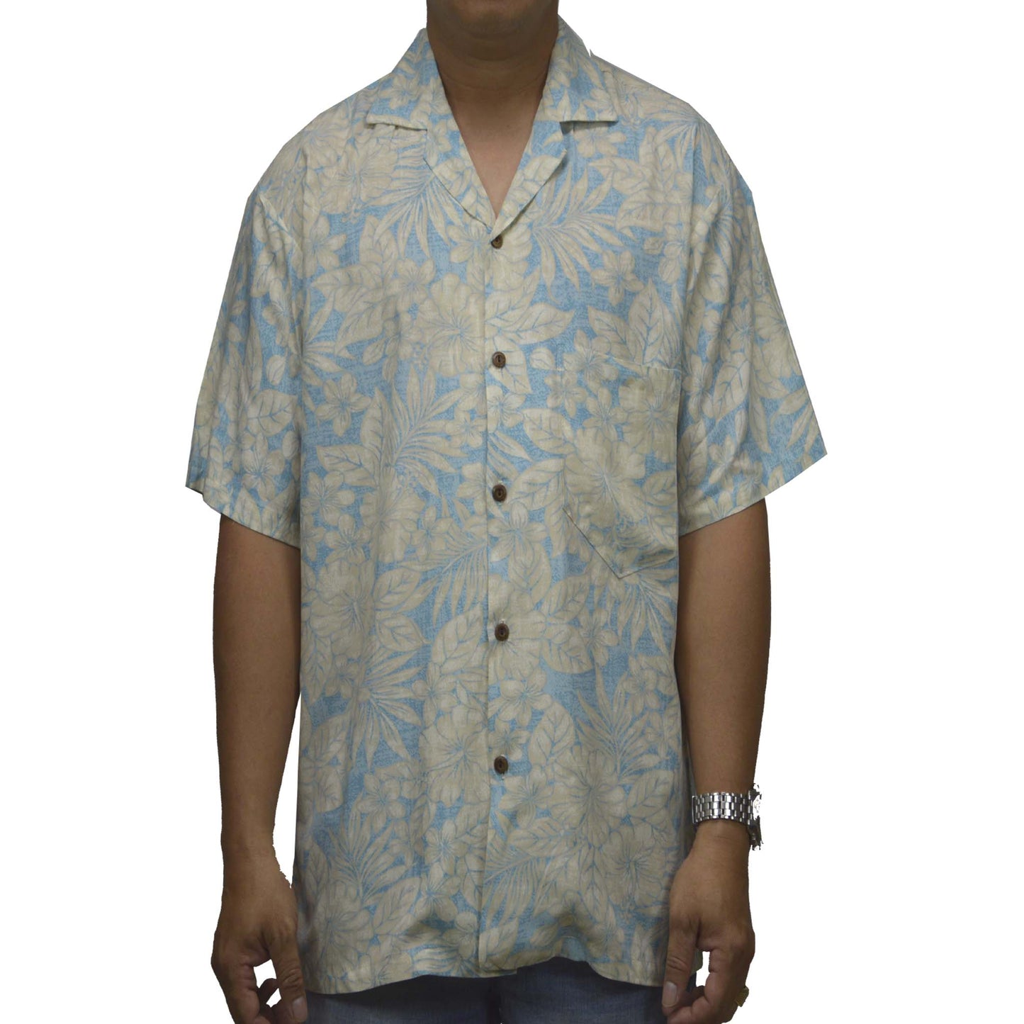 Locally made in Hawaii: Rayon Hawaiian Shirt Manoa Orchid -Blue