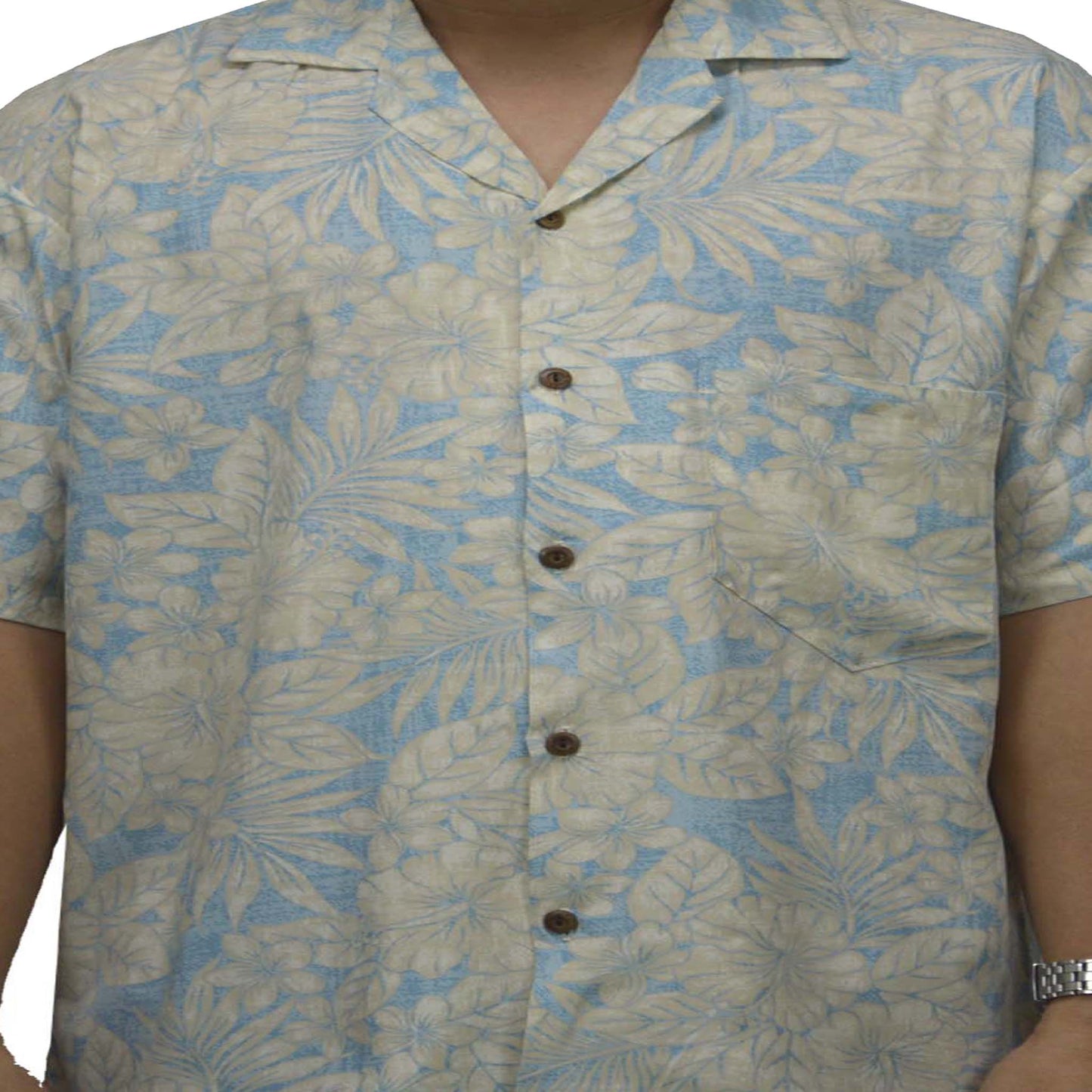 Locally made in Hawaii: Rayon Hawaiian Shirt Manoa Orchid -Blue