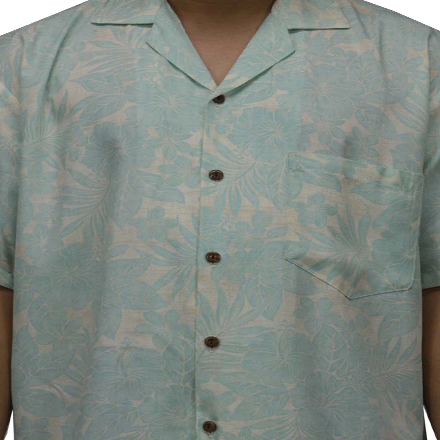 Locally made Hawaii: Rayon Hawaiian Shirt Manoa Hibiscus -Green