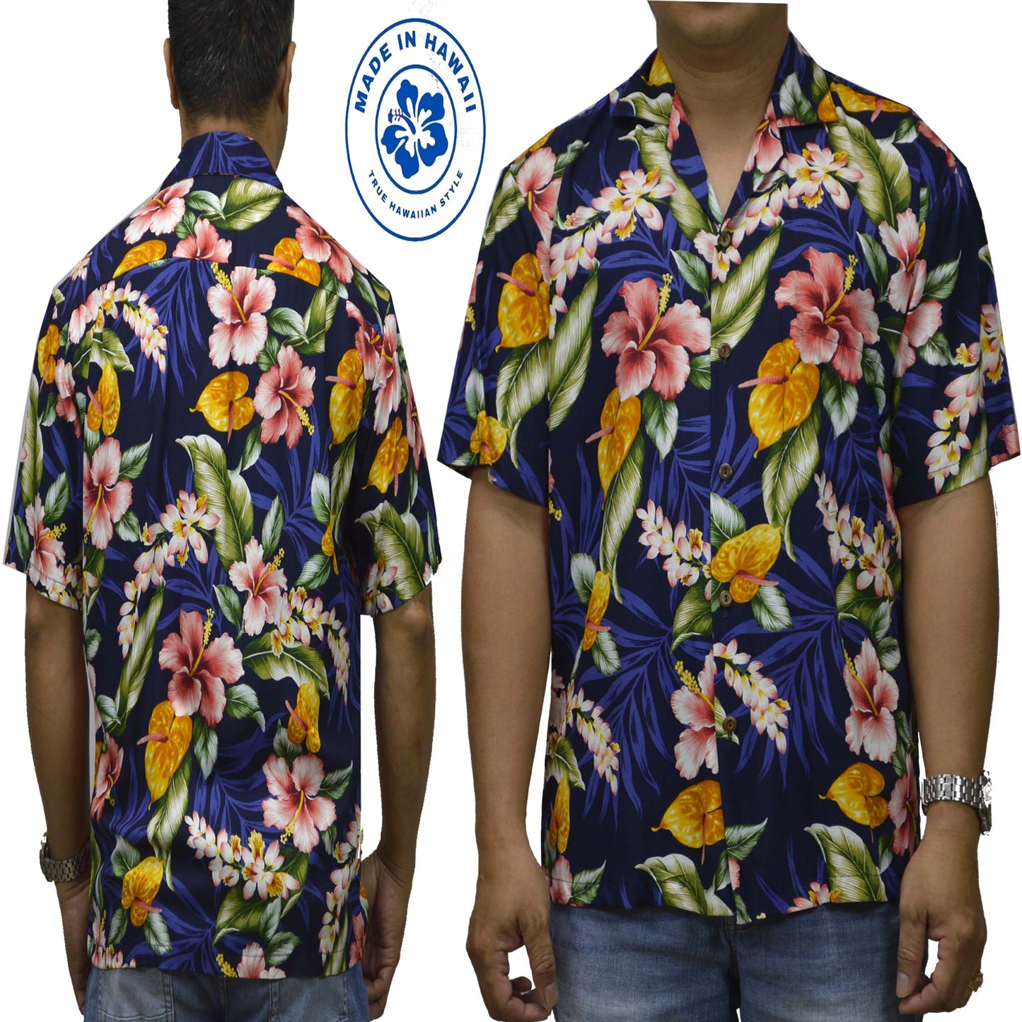 Rayon Hawaiian shirts Hawaii: Men's Hawaiian Shirt Tropical Flower