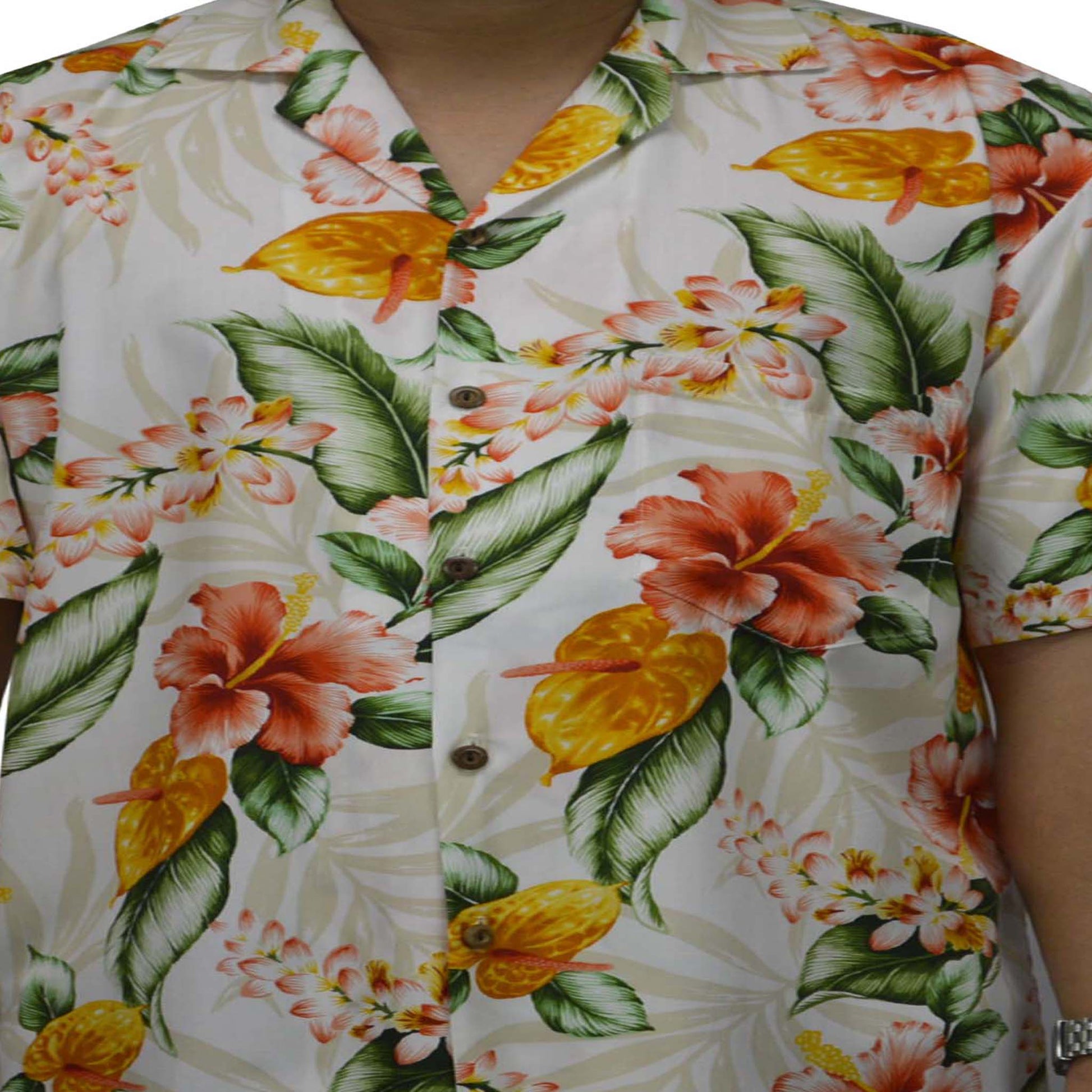 Funky Hawaiian Shirt Hibiscus Orange