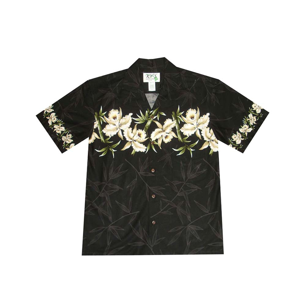 Cotton Hawaiian Shirt Orchid-Black