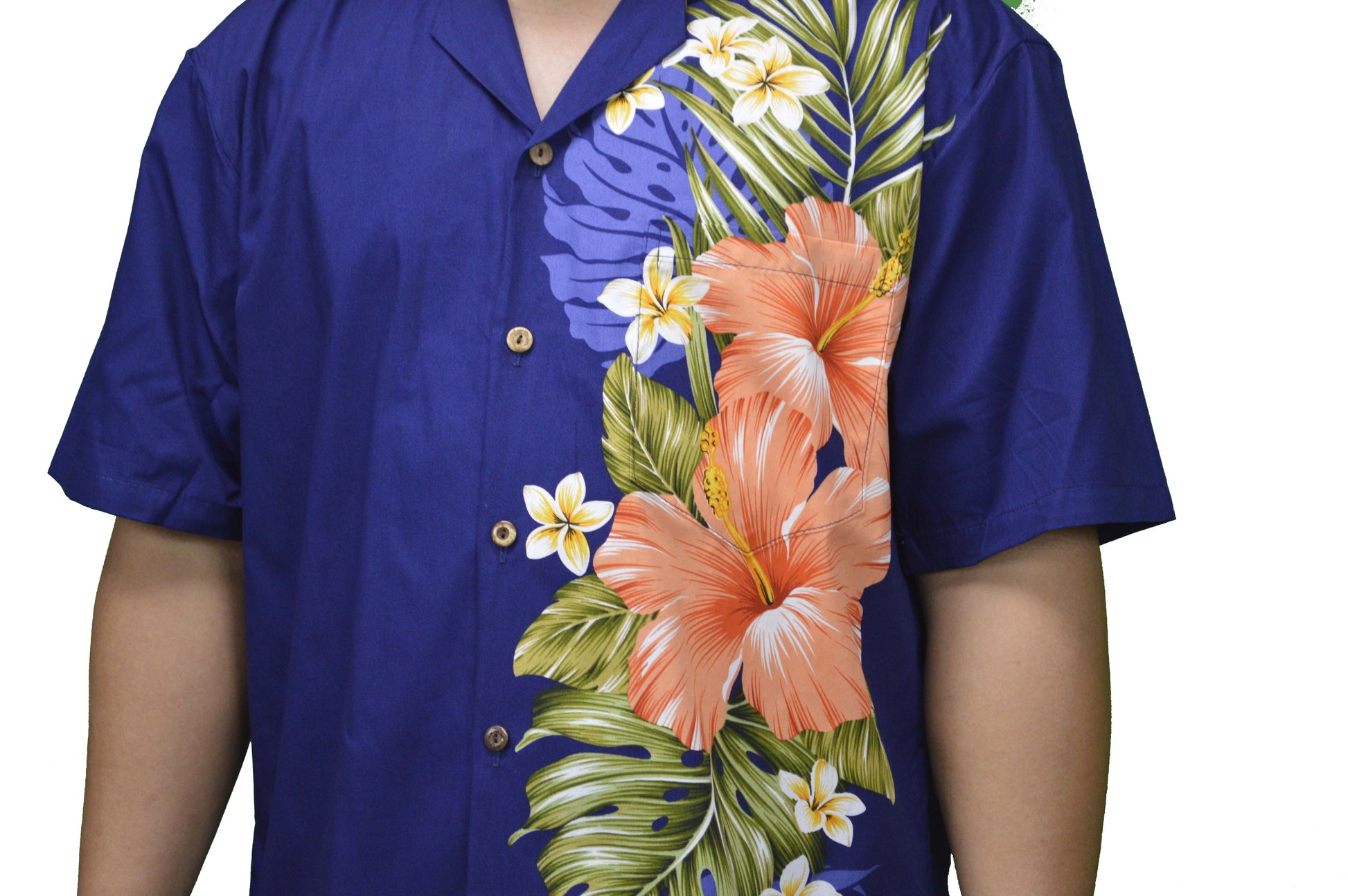 KY'S Hawaiian Cotton Shirt Maui Hibiscus - Navy 3X-Large / Navy